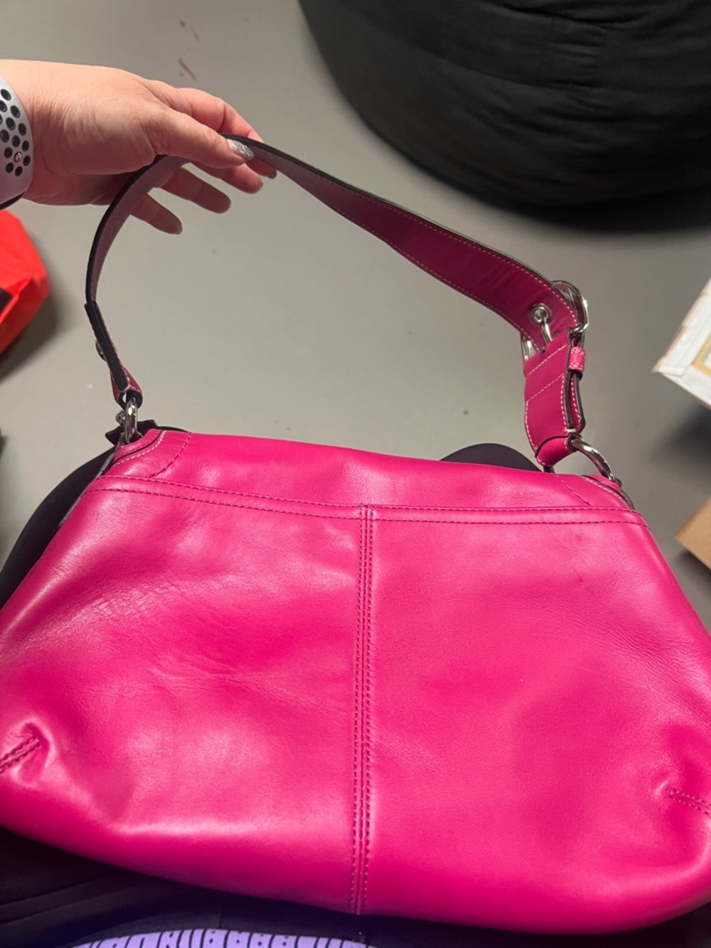 Coach Hot Pink/Magenta Smooth Leather Front Flap Shoulder Bag - Picture 10 of 10